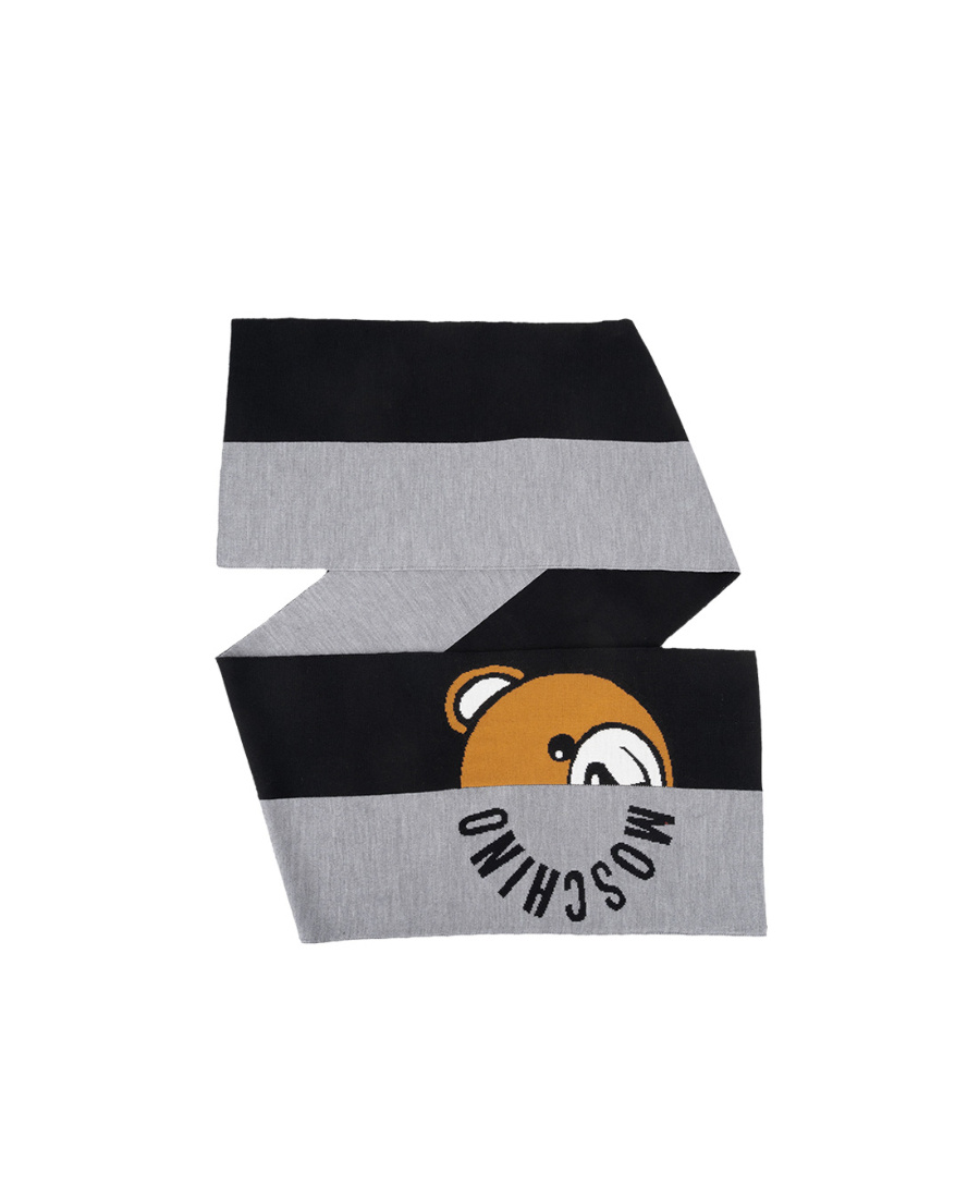 Moschino Stitching Detail Scarf In Gray