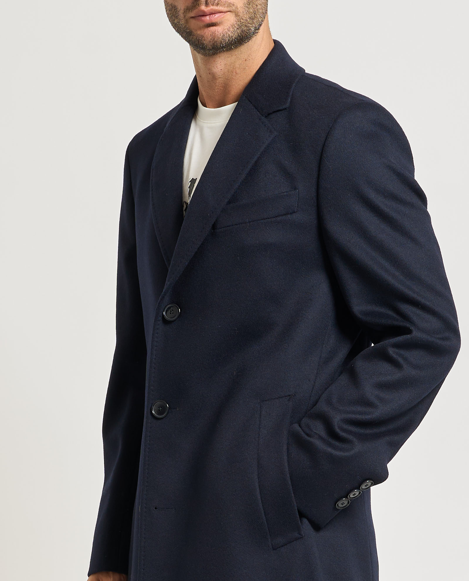 Hugo Boss Lapel Long-sleeved Coat In Black