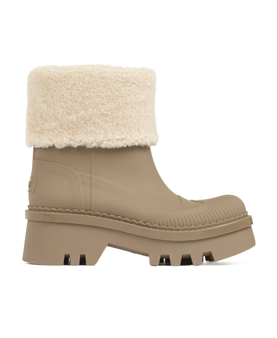Chloé Bottines Raina Femme Brun Taille 35 100% Polyuréthane Thermoplastique, Ovis Aries Aries Fur, Farmed, In Nude