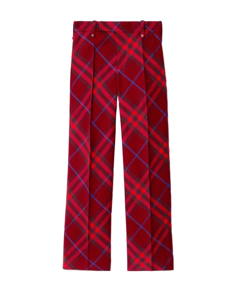 Burberry Checked Straight-leg Wool Trousers In Red