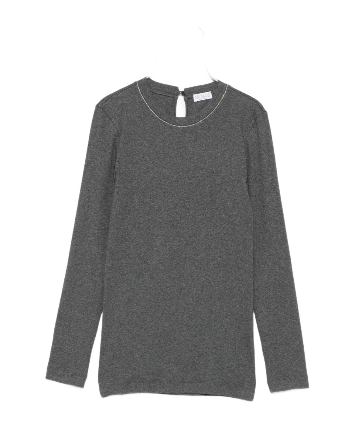 Brunello Cucinelli Cotton Crewneck Sweater Featuring Keyhole Detail
