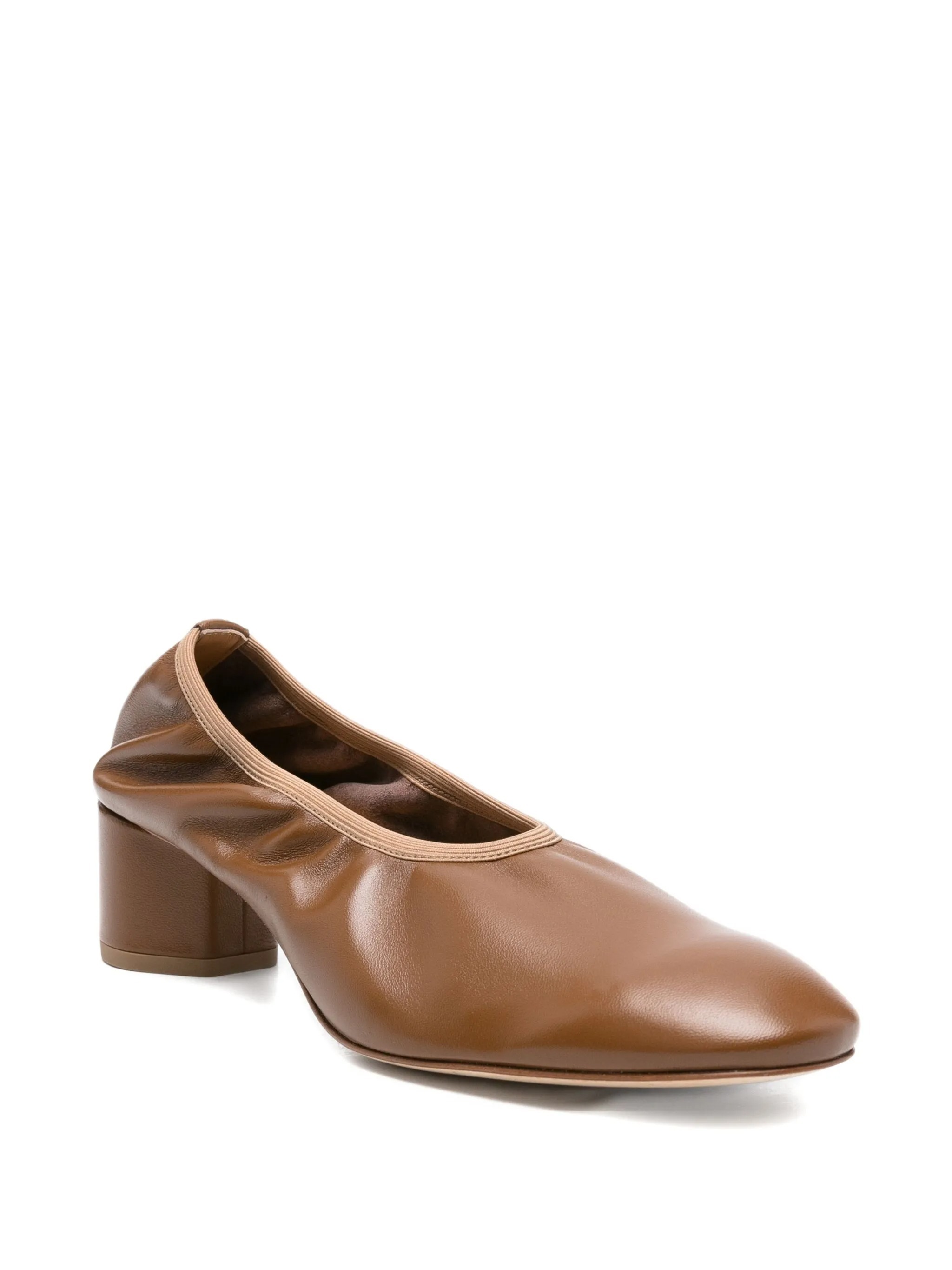Aeyde 45mm Elastic-panel Block-heel Pumps In Brown