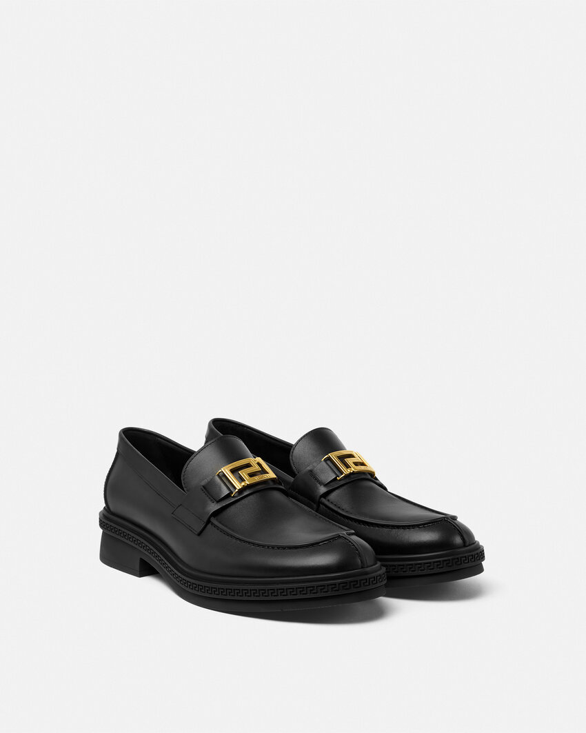 Versace Greca Loafers In Black