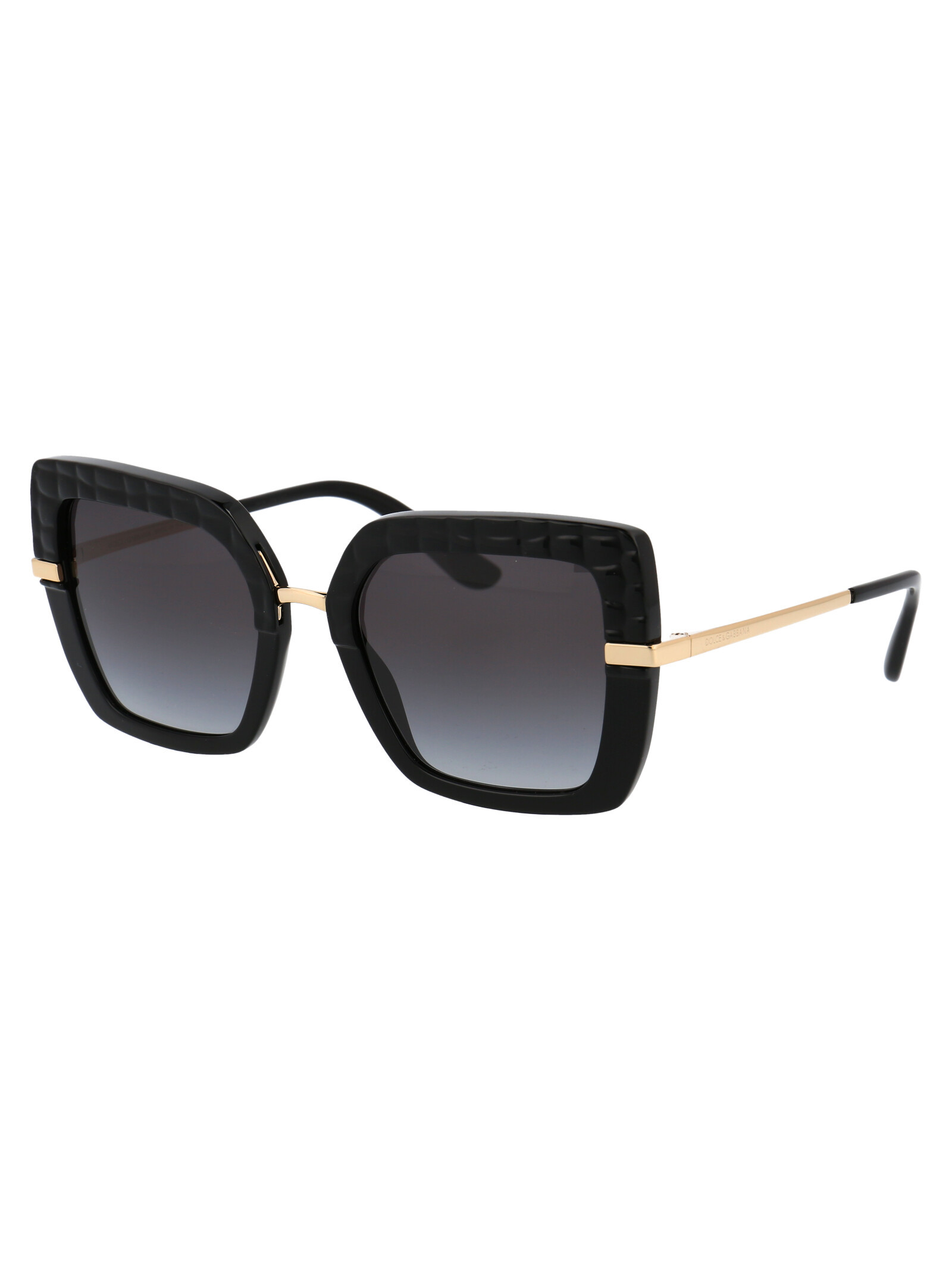Dolce & Gabbana Half Print Oversize-frame Sunglasses In Black