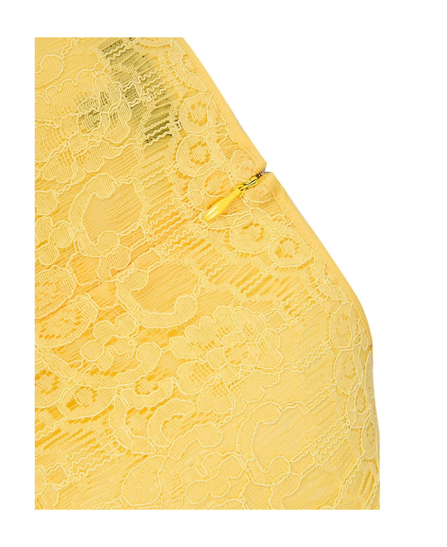 Shop Armani Jeans A Tight Lace Dress In Yellow