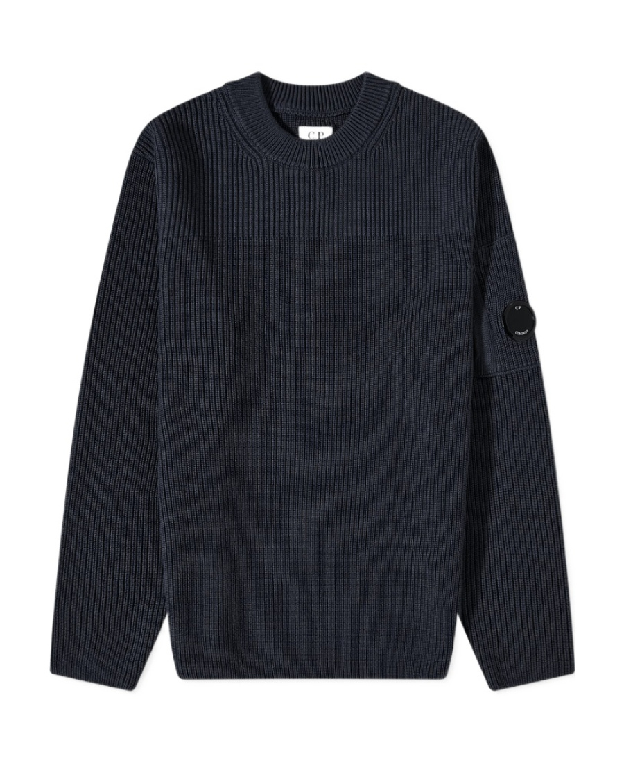 C.p. Company Waffle-knit Crew-neck Jumper In Black