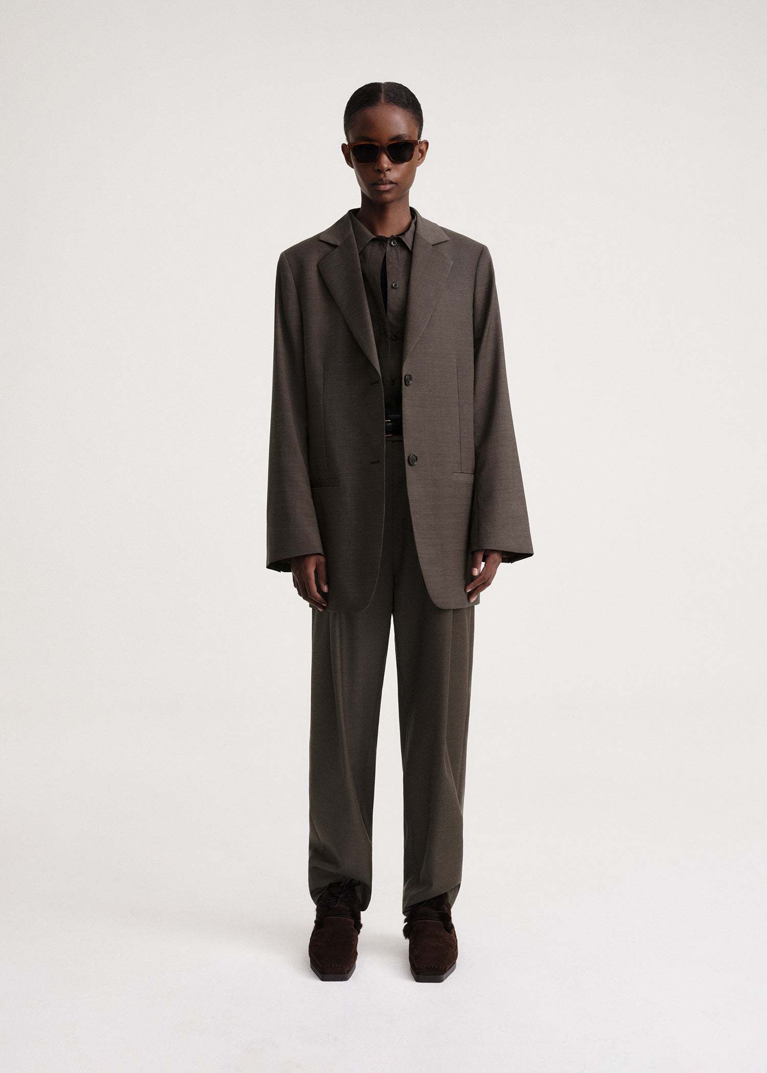 Totême Single-breasted Wool Blazer In Brown