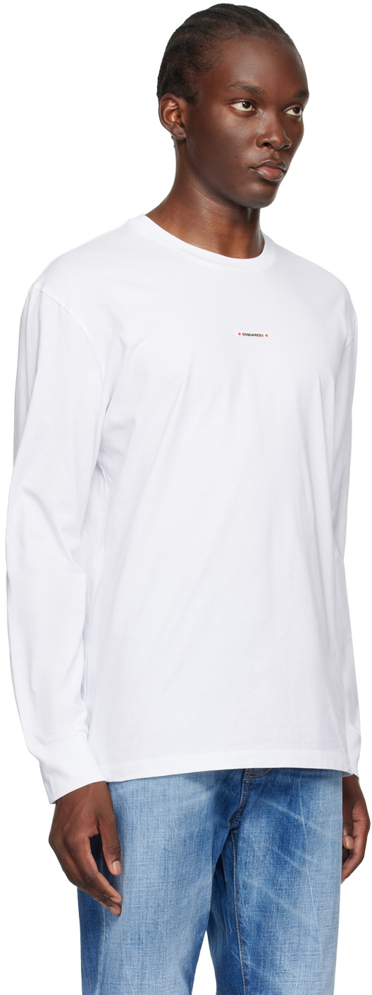 Dsquared2 White Regular Fit Long Sleeve T-shirt In White