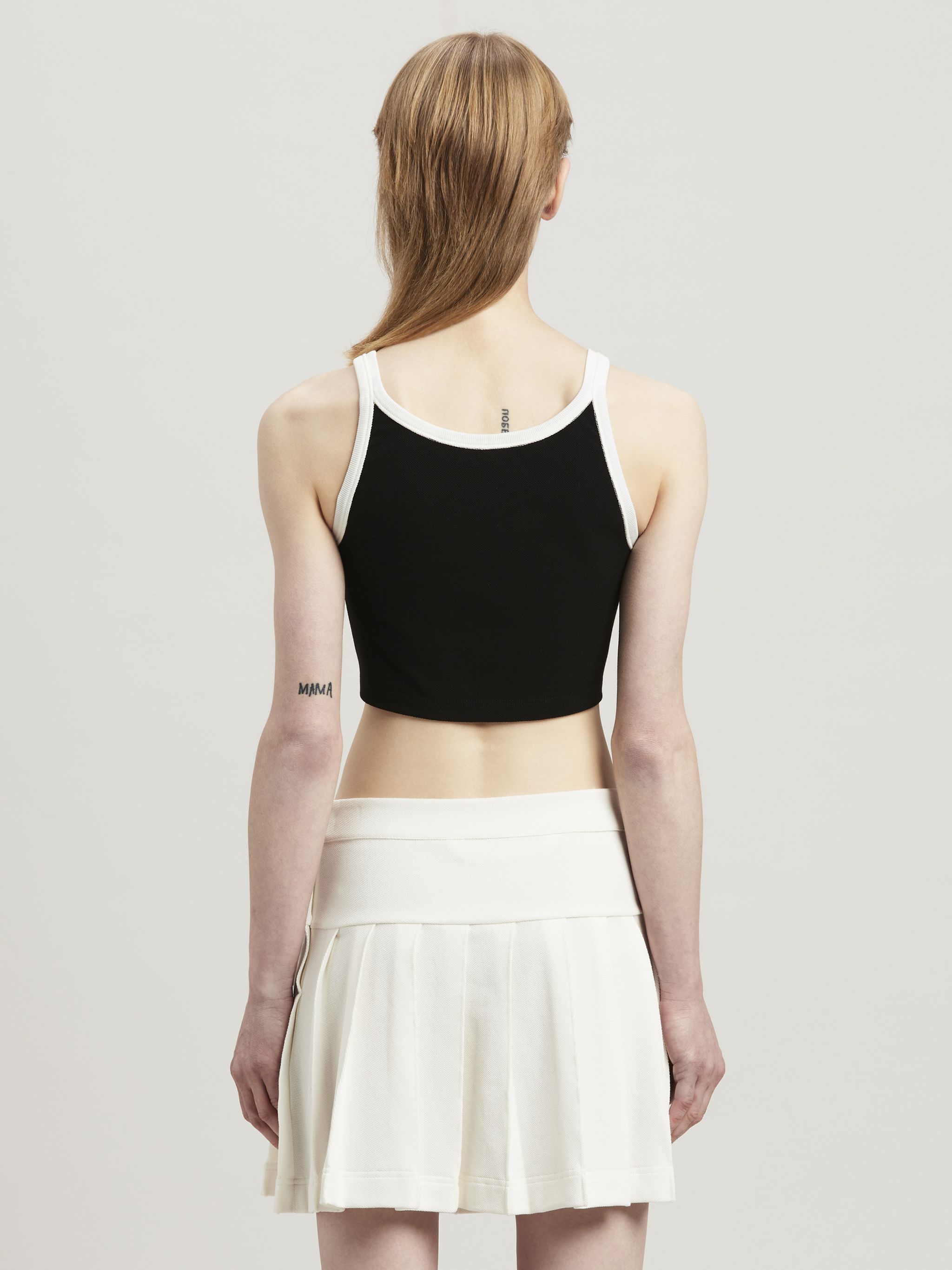 Palm Angels Black Pa Monogram Cropped Tank Top In Black