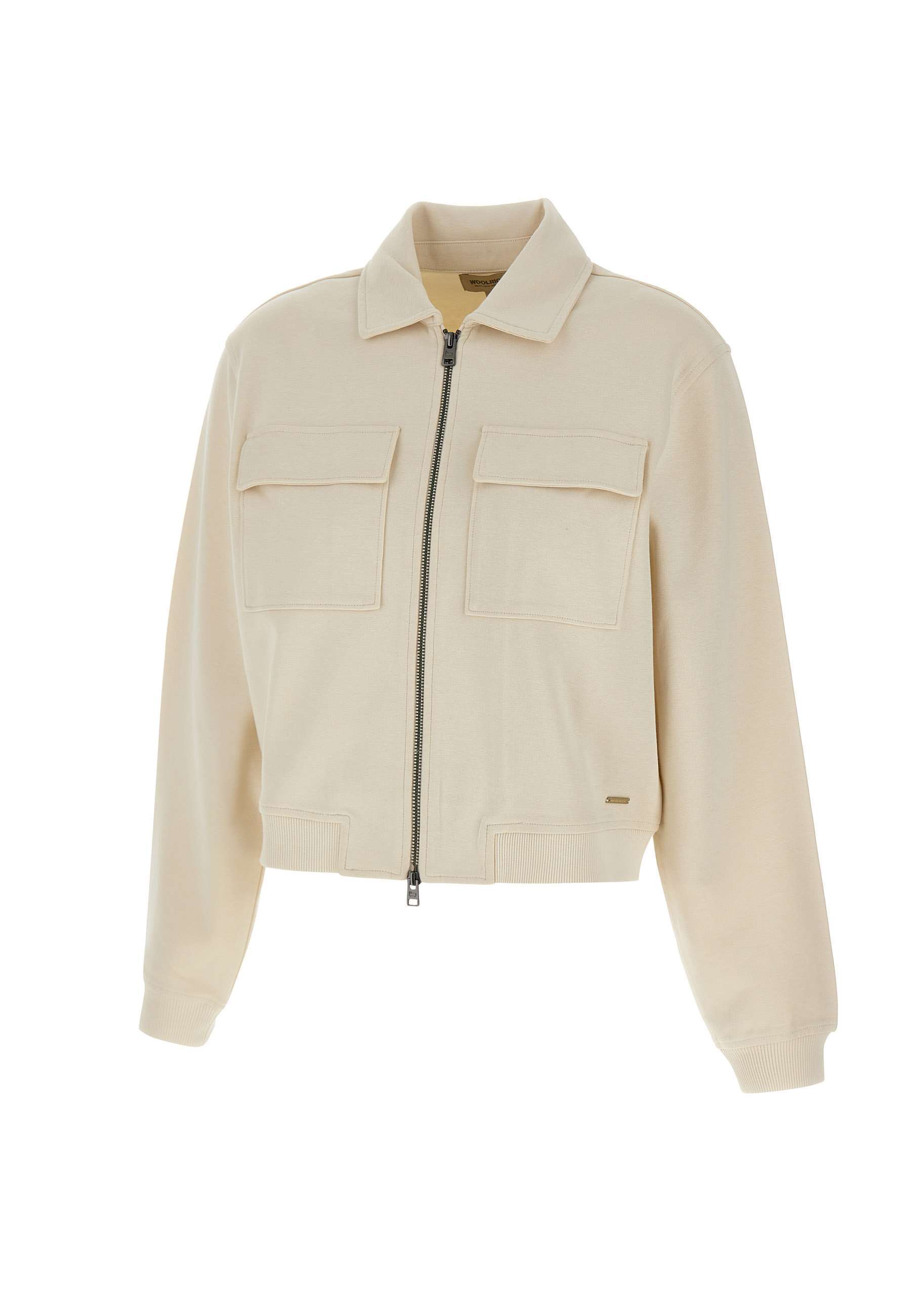 Woolrich Two-way Zip Pocket Sweatshirt In White