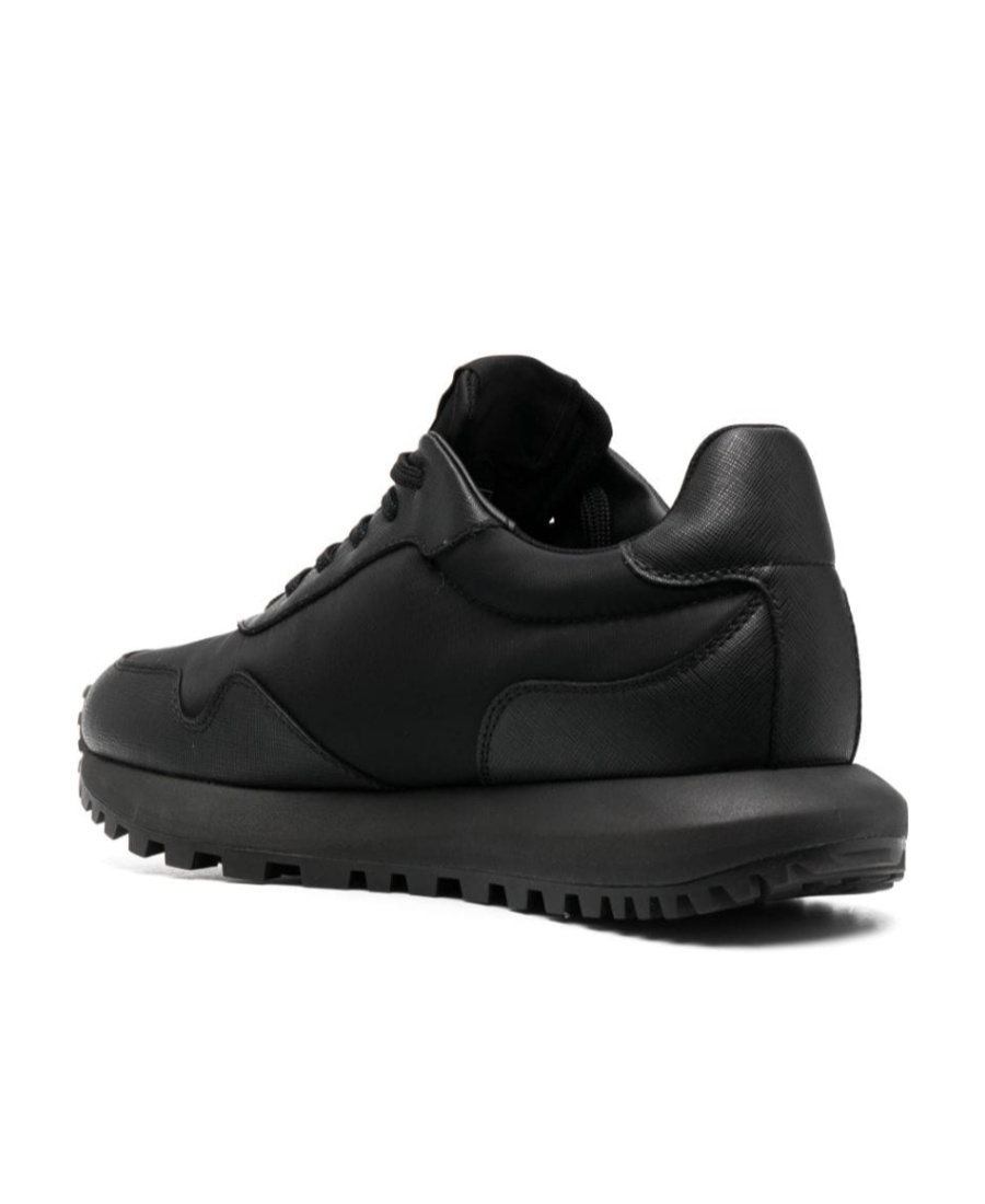 Emporio Armani Asv Recycled Nylon Sneakers With Regenerated Saffiano Details In Black