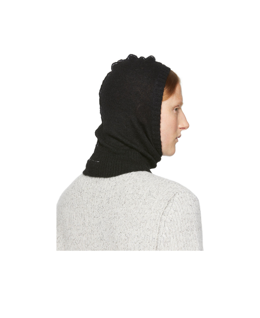 Mm6 Maison Margiela Logo Balaclava Beanie Hat In Black