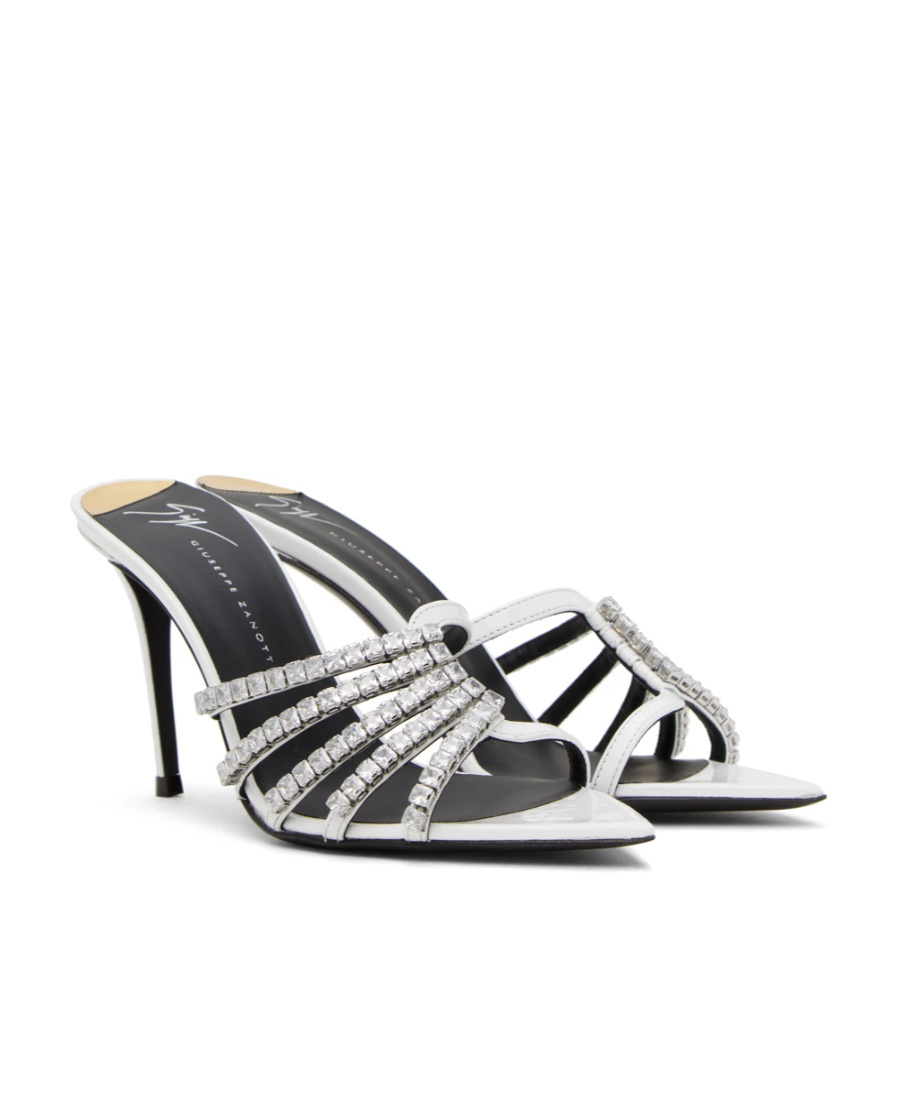 Giuseppe Zanotti Silver Intriigo Heeled Sandals In White