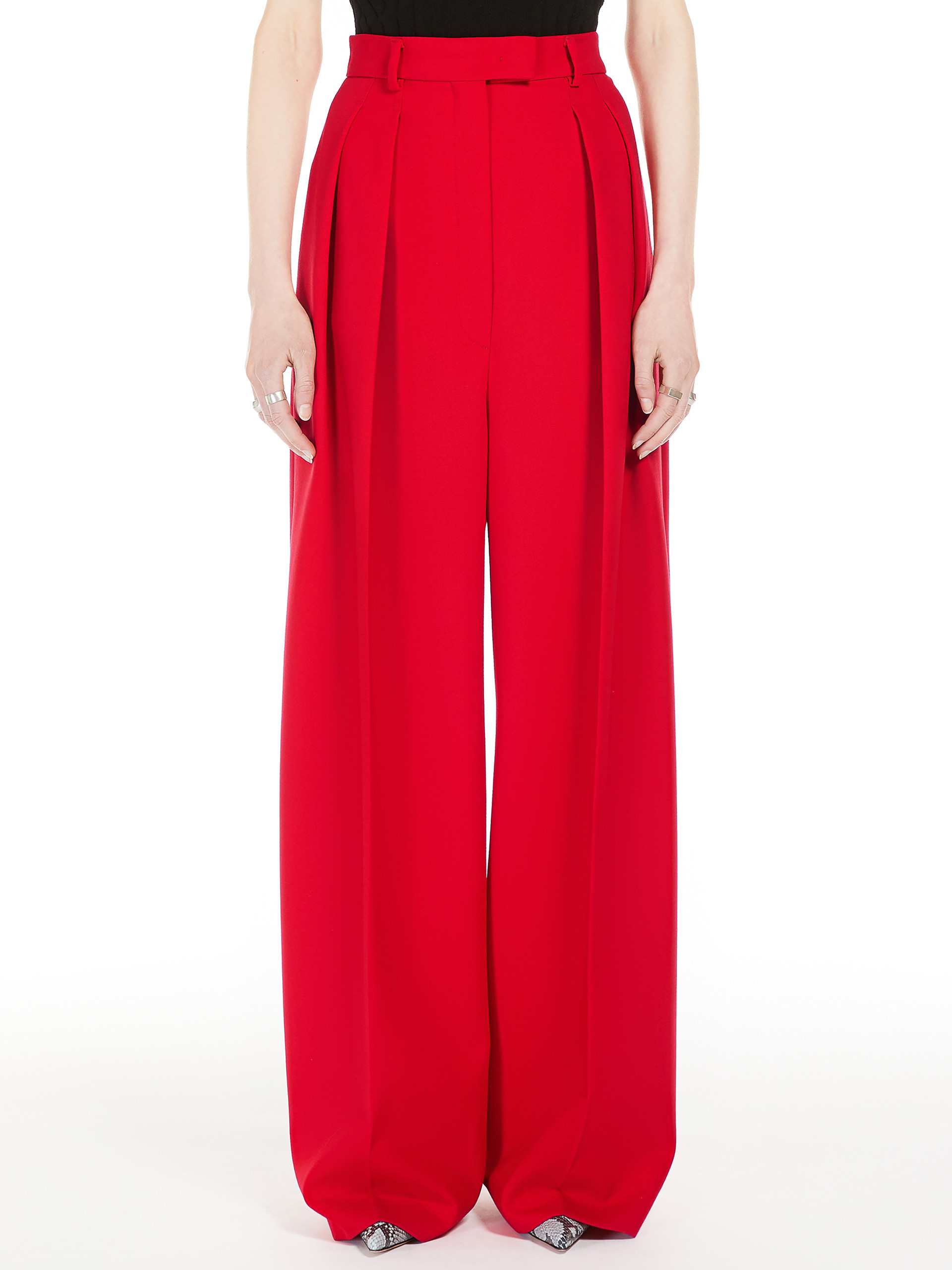 Sportmax Stretch Wool Pants In Red