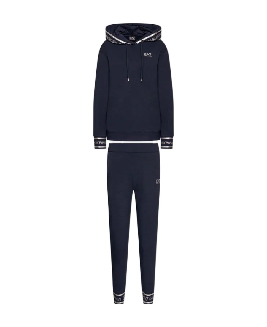 EA7 NAVY BLUE LOGO SWEATER AND SWEATPANTS SUIT 