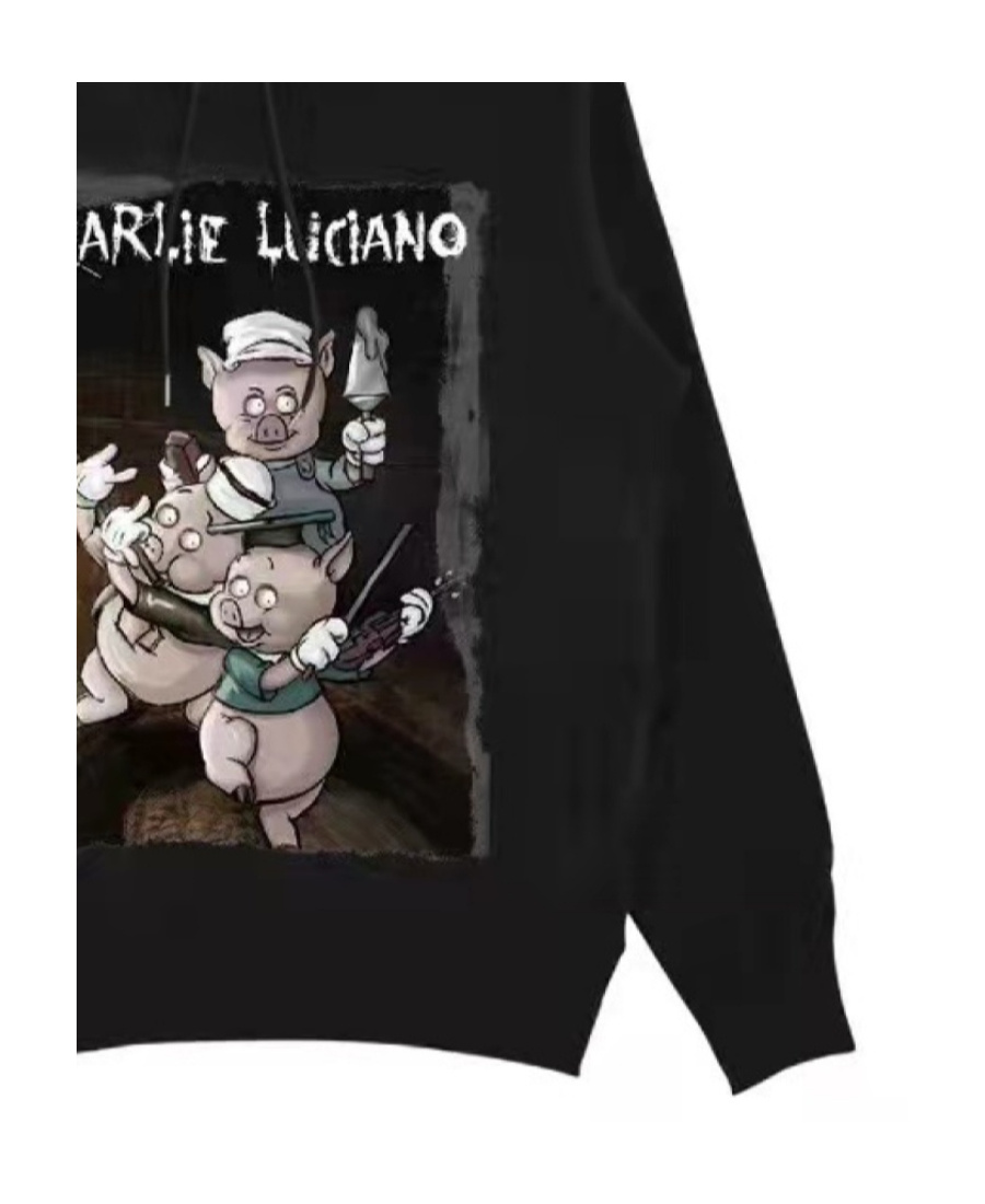Charlie Luciano Black Three Pigs Hooded Sweater In Black