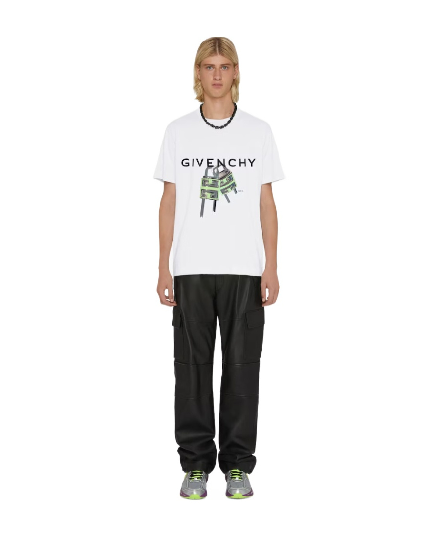 Givenchy T-shirt Slim  4g Lock In White
