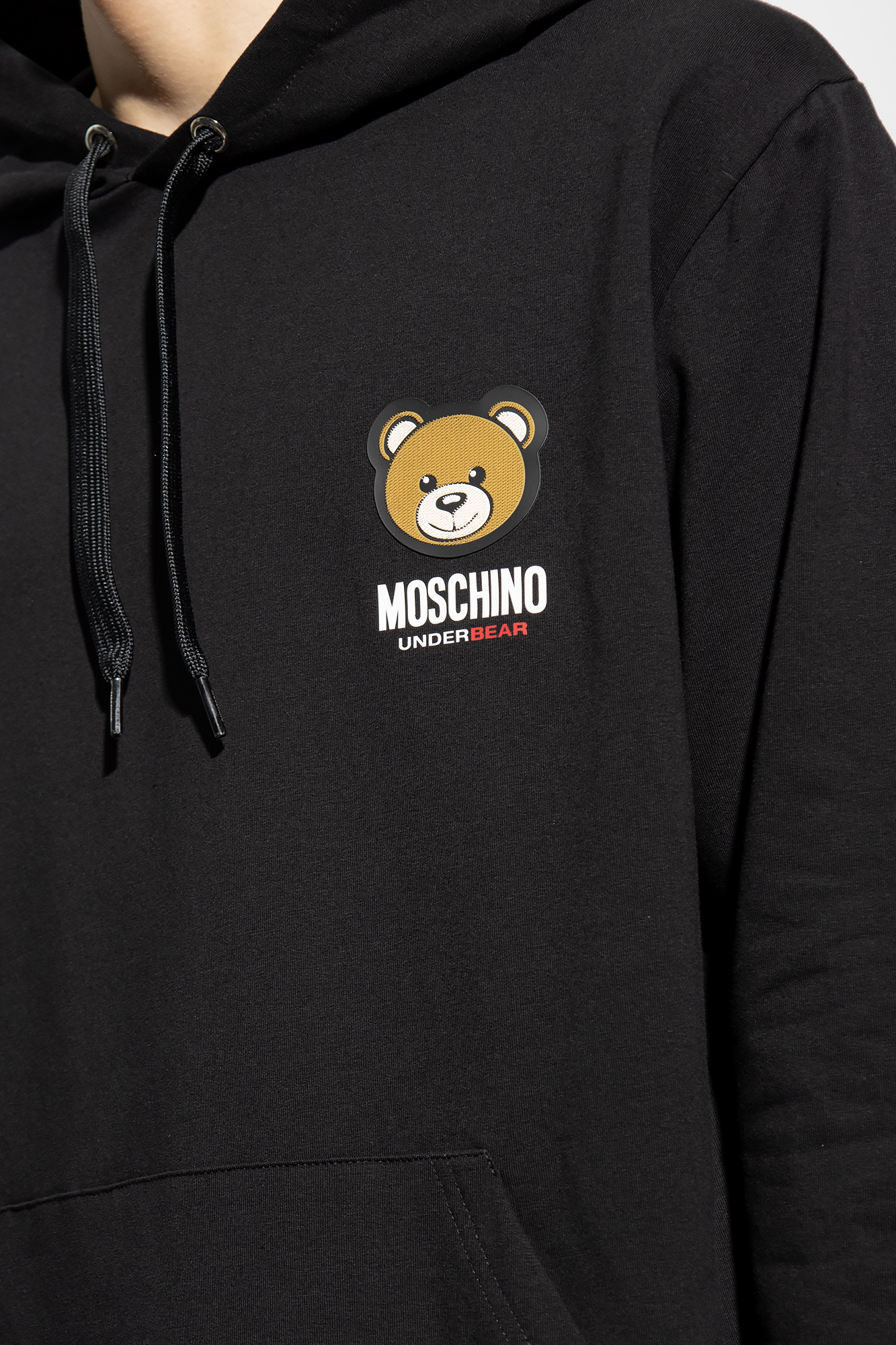 Moschino Long-sleeved Hooded Sweater In Black