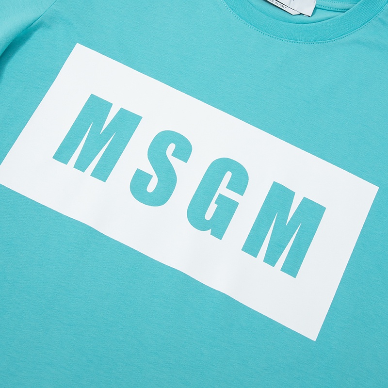 Msgm Round-necked Logo T-shirt In Blue