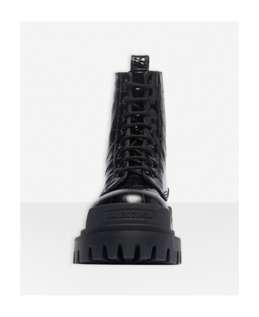 Balenciaga Strike L20 Crocodile Effect Chunky Boots In Black