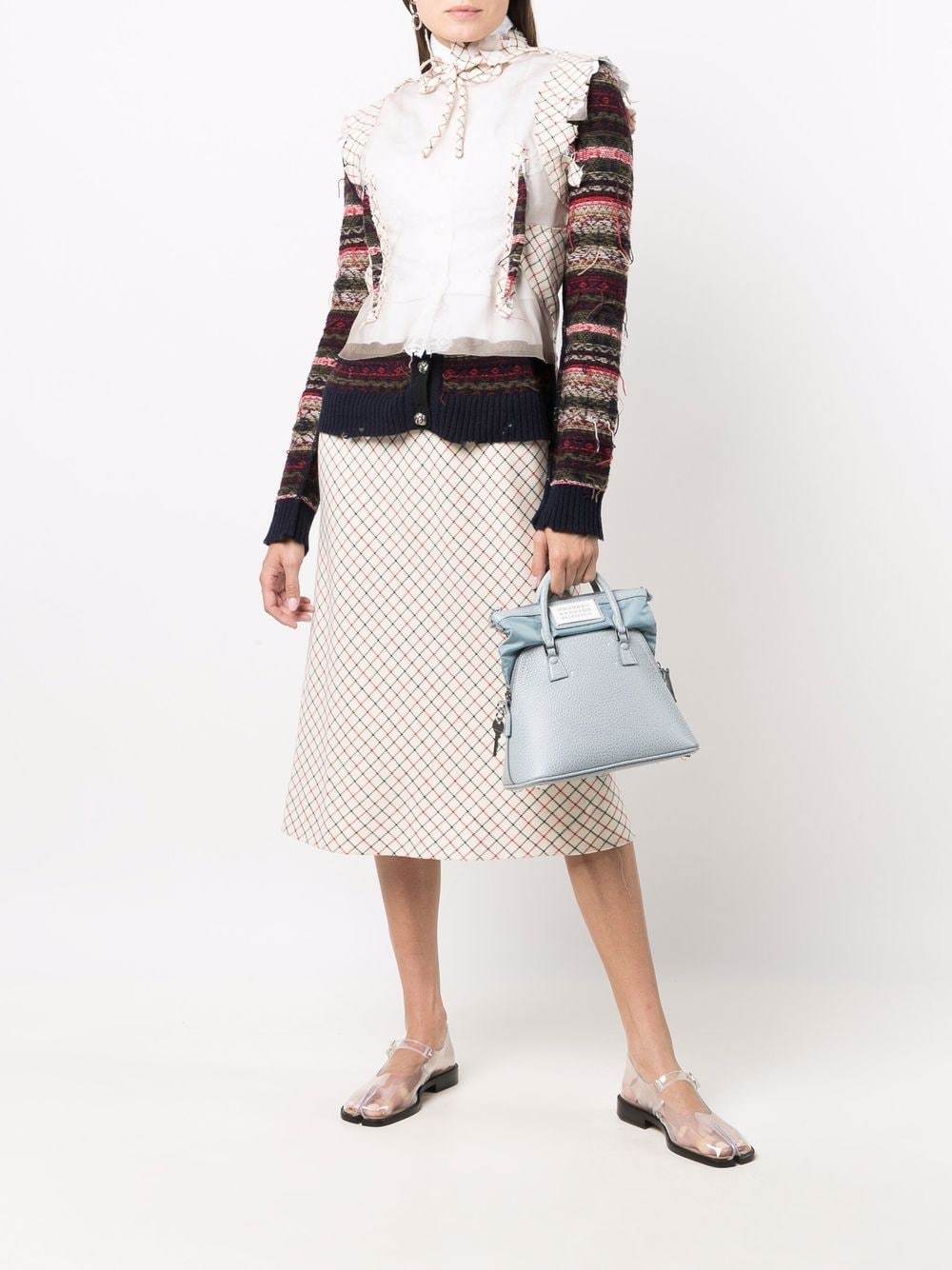 Maison Margiela Check-print Panelled Midi Dress In Nude