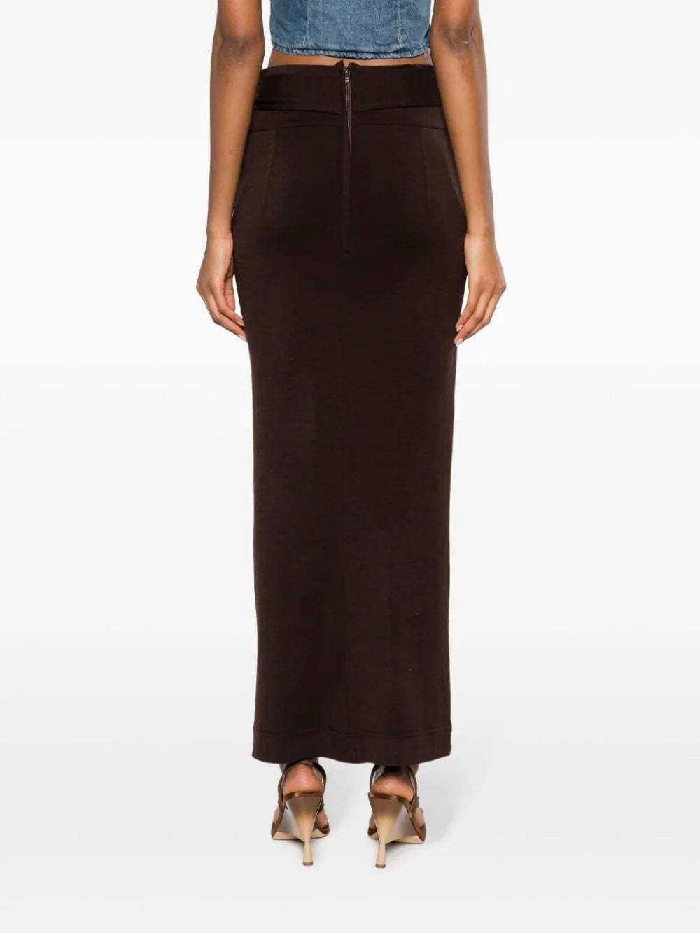 Shop Dolce & Gabbana Belted Virgin-wool Blend Maxi Skirt In Black