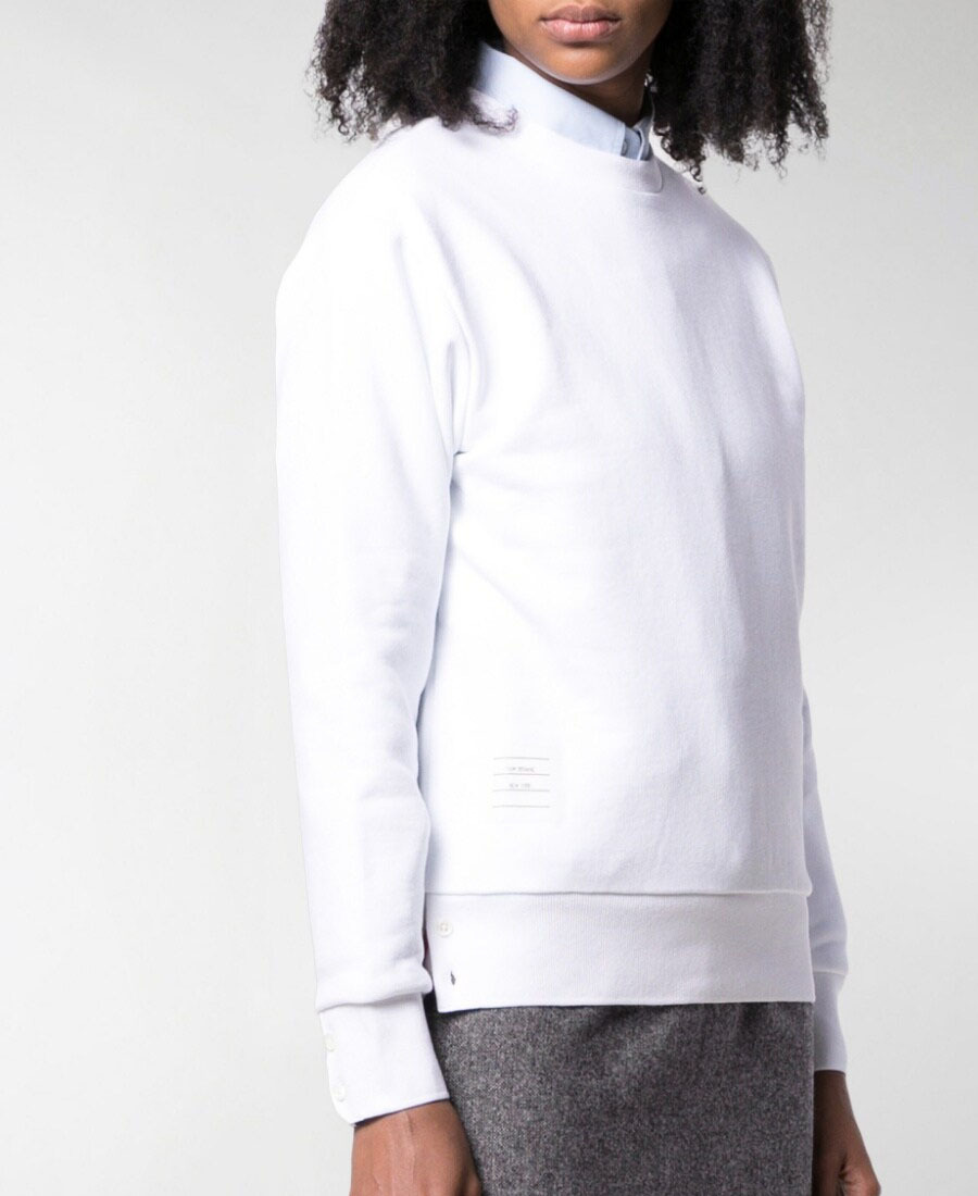 Thom Browne Women's Striped Crewneck Sweatshirt In White
