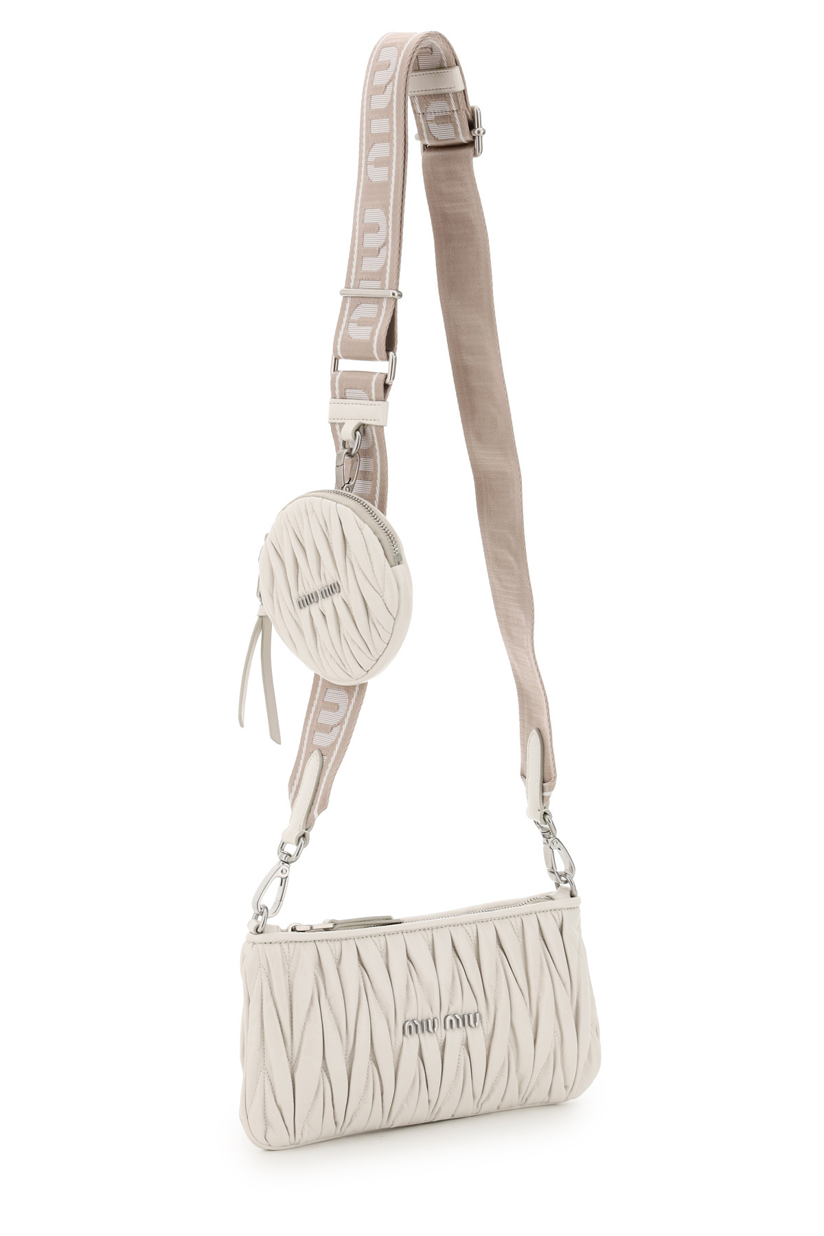 Miu Miu Quilted Matelassé Clutch Bag In White