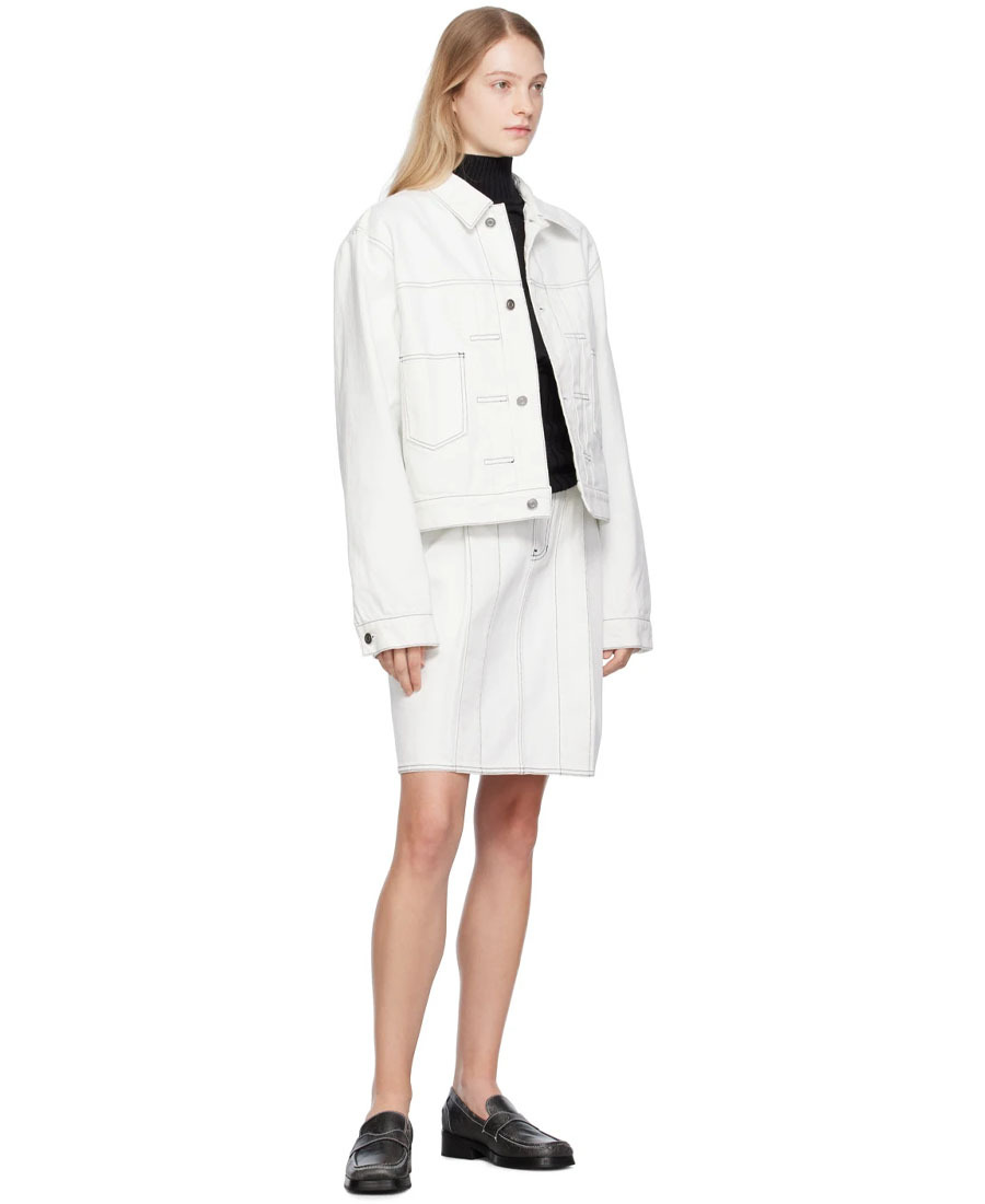 WE11 DONE PLEATED LAPEL DENIM JACKET