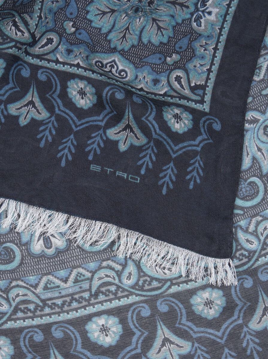 Etro Cotton-blend Jacquard Scarf In Black