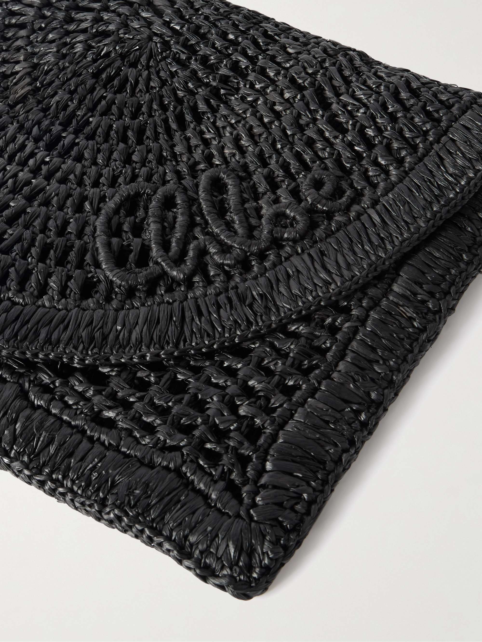 Chloé Chloe Black Raffia Summer Banana Crossbody Bag In Black
