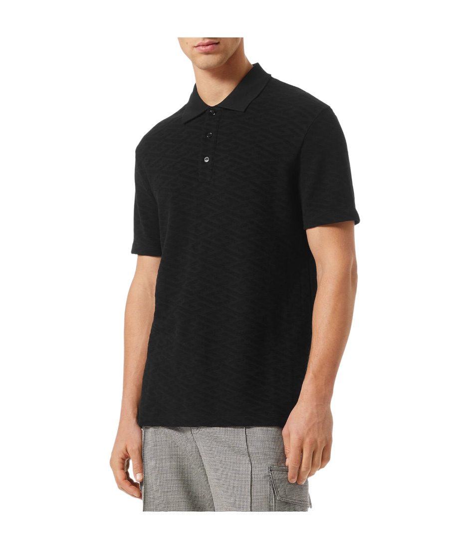 Versace La Greca Polo Shirt In Black
