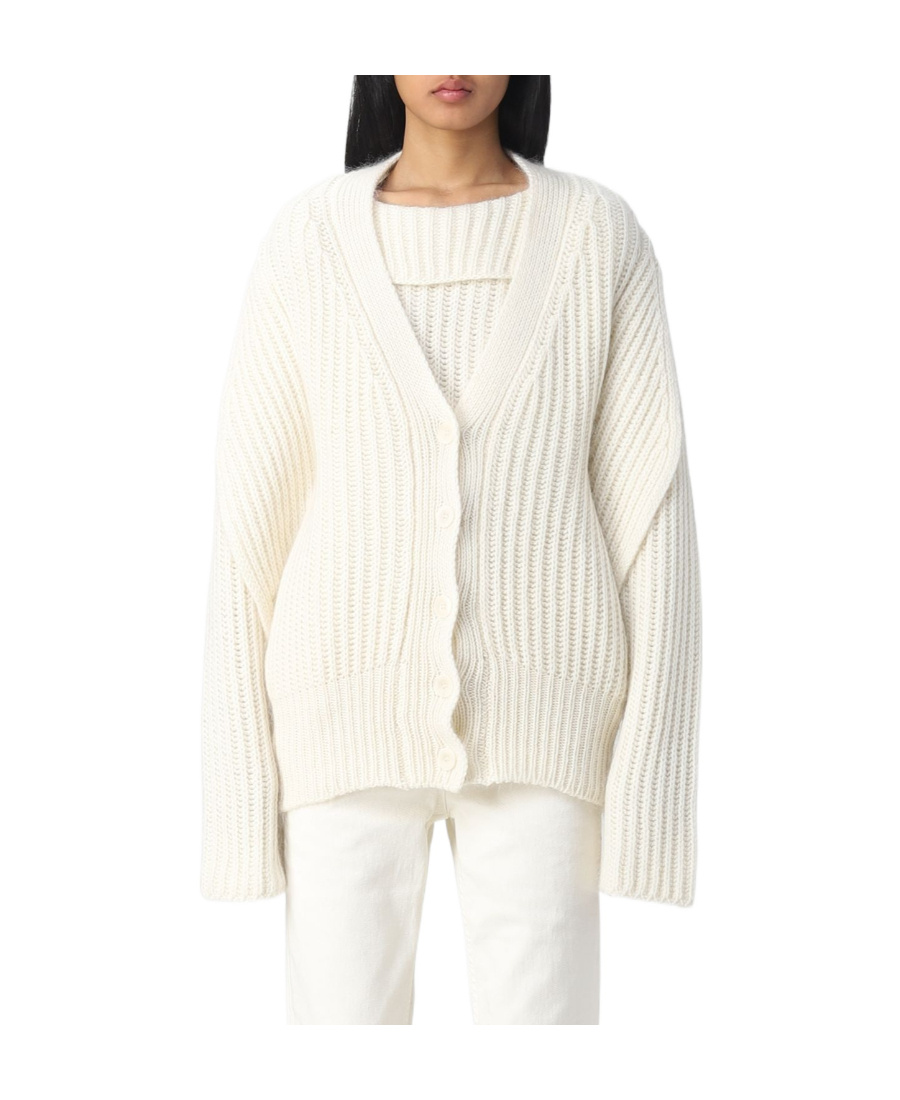 Fabiana Filippi Ribbed-knit Buttoned Cardigan In White