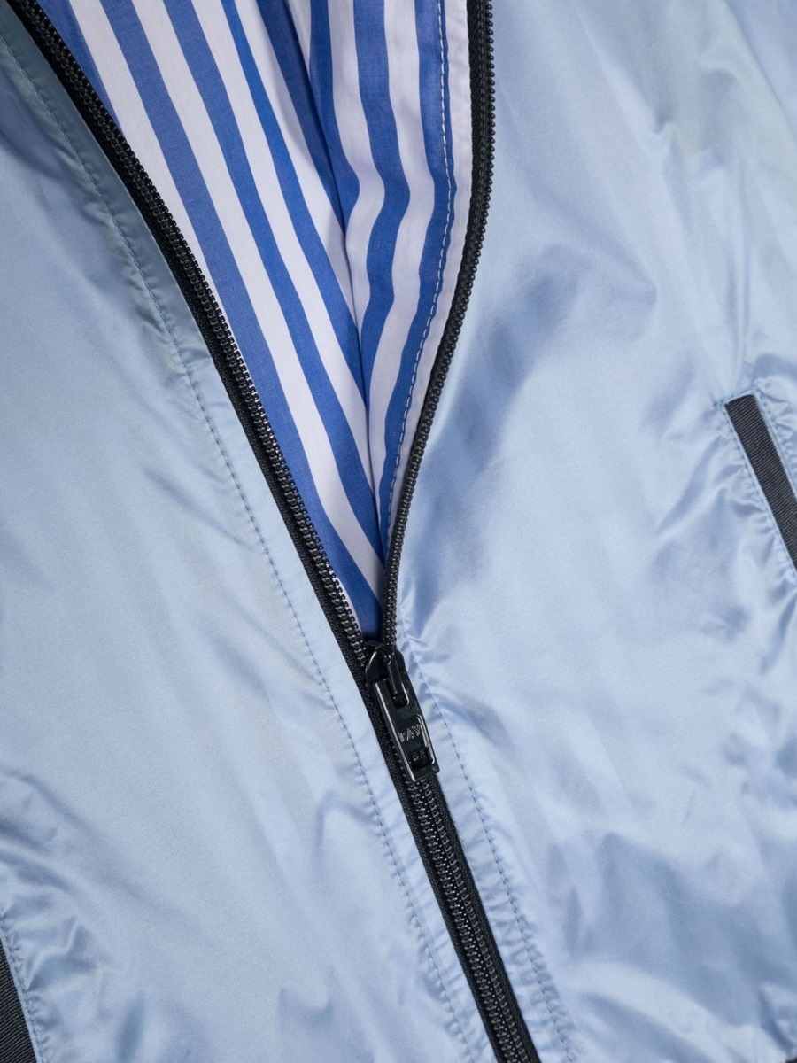 Fay Striped Zip-up Hooded Jacket In Blue