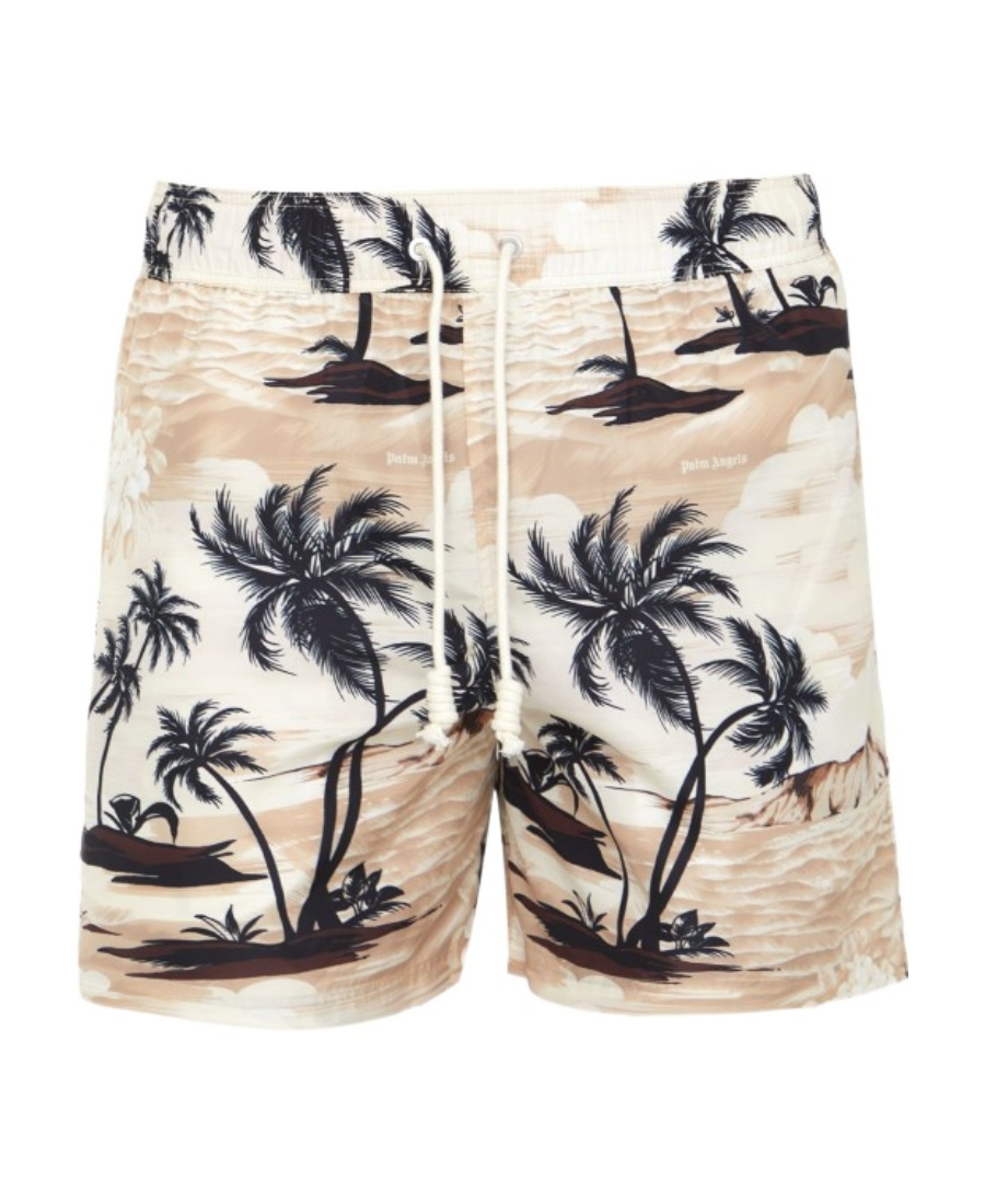 Palm Angels Hawaiian Dream Drawstring Swim Shorts In White