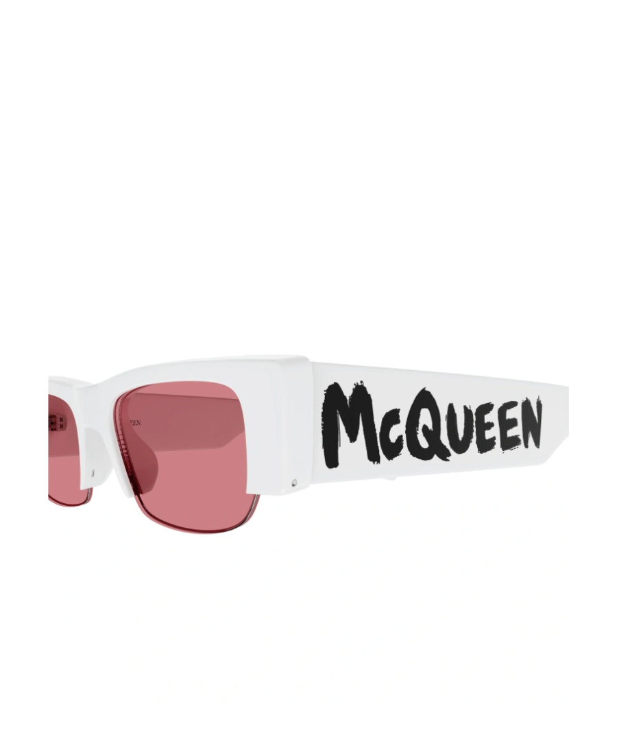 Alexander Mcqueen Graffiti Slashed Rectangle Sunglasses In Pink
