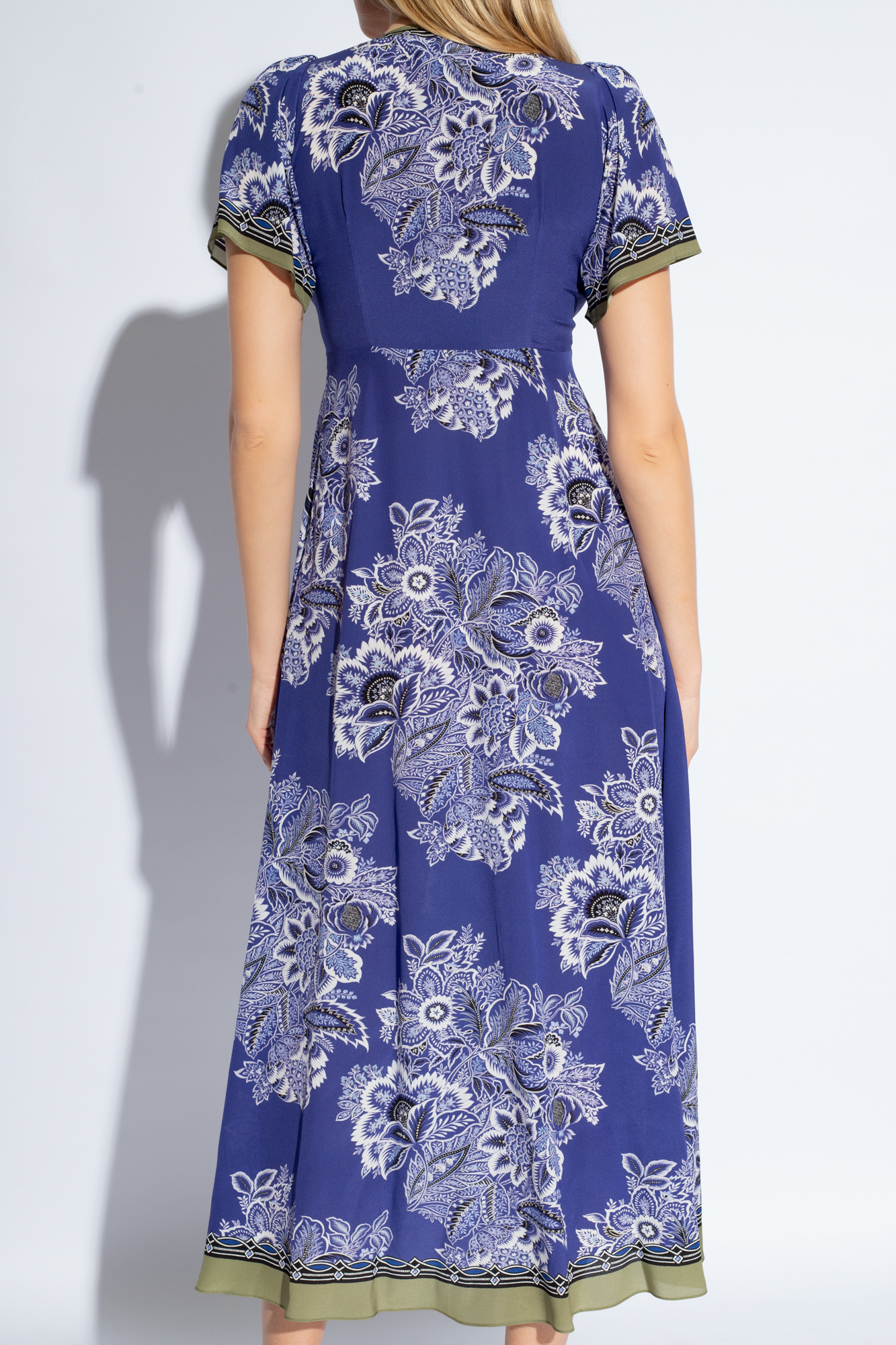 Shop Etro Floral-print Silk Maxi Dress In Blue