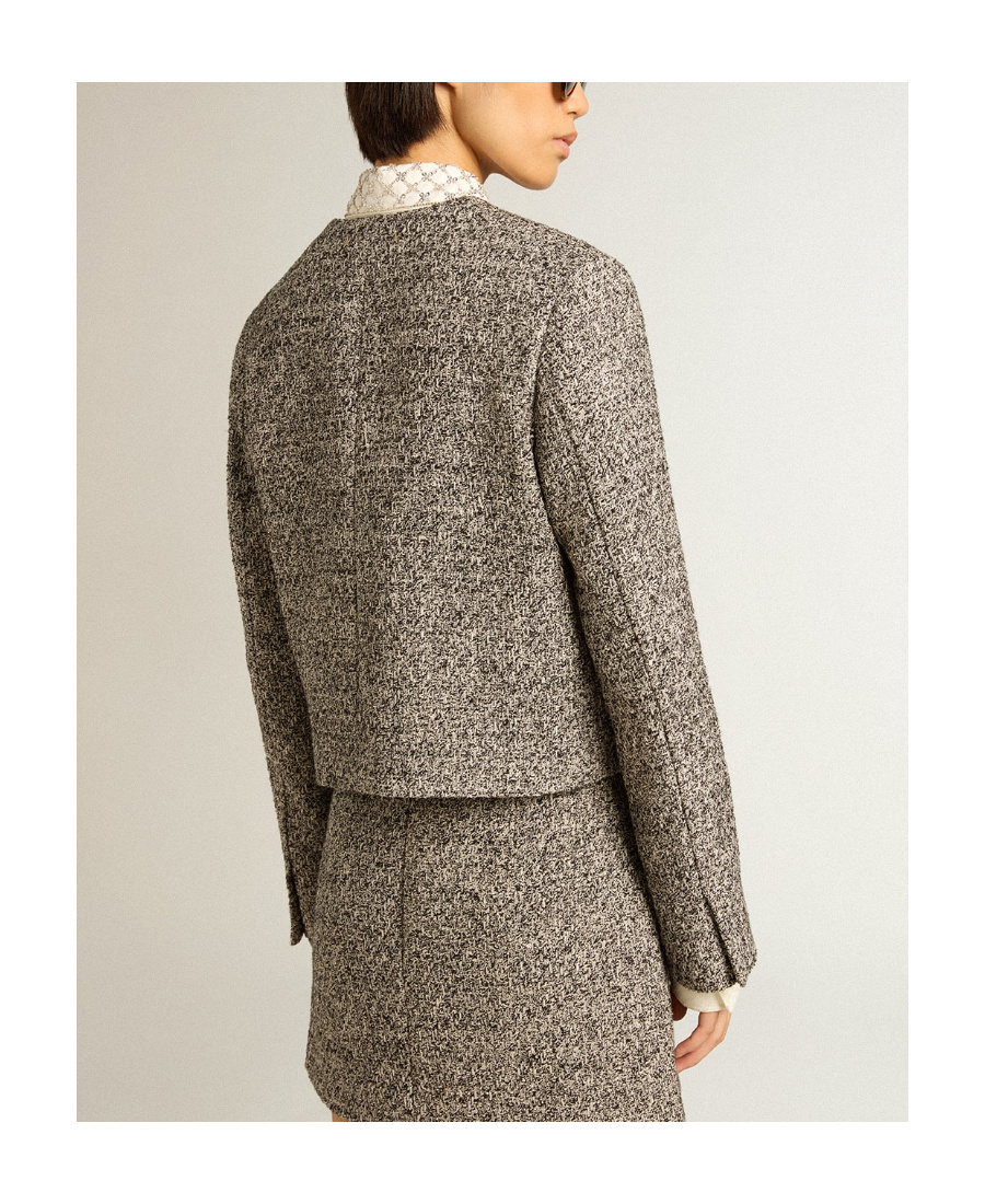 Golden Goose Boxy Cropped Jacket In Gray Bouclé Fabric In Gray