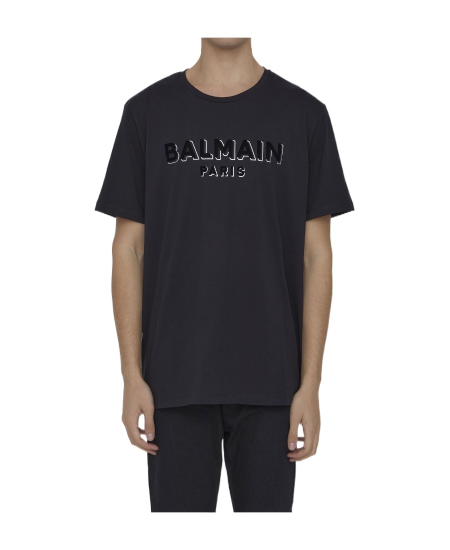 Balmain Logo-print Organic Cotton T-shirt In Black