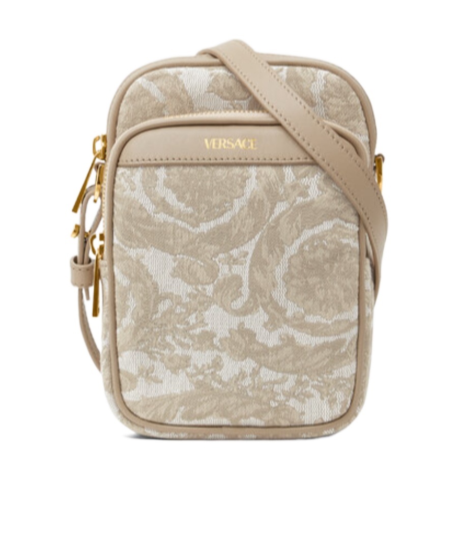 Versace Barocco Athena Zip-up Crossbody Bag In Nude