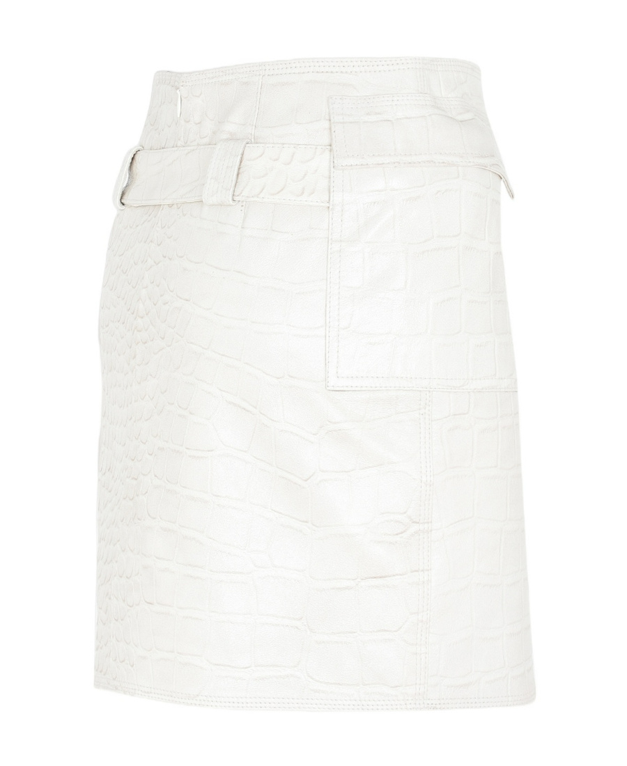 Saks Potts Crocodile-effect Belted Mini Skirt In White