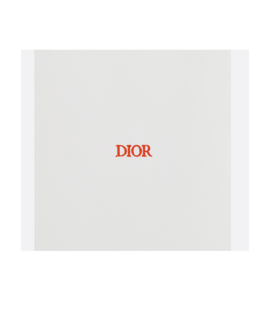 Dior Button-down Collar Poplin Cotton Shirt With Embroidered Logo In White