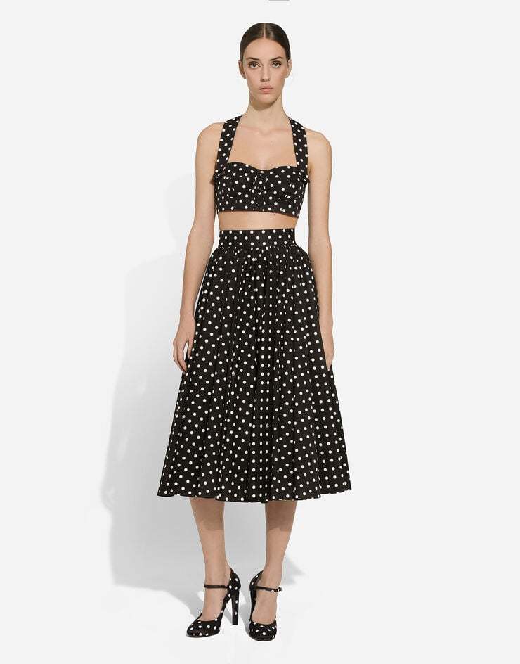 Shop Dolce & Gabbana Polka-dot Corset Top In Black