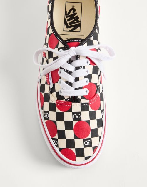 Valentino Garavani  Garavani And Vans Low-top Trainer In Fabric With Vlogo Checkerboard Pri In White