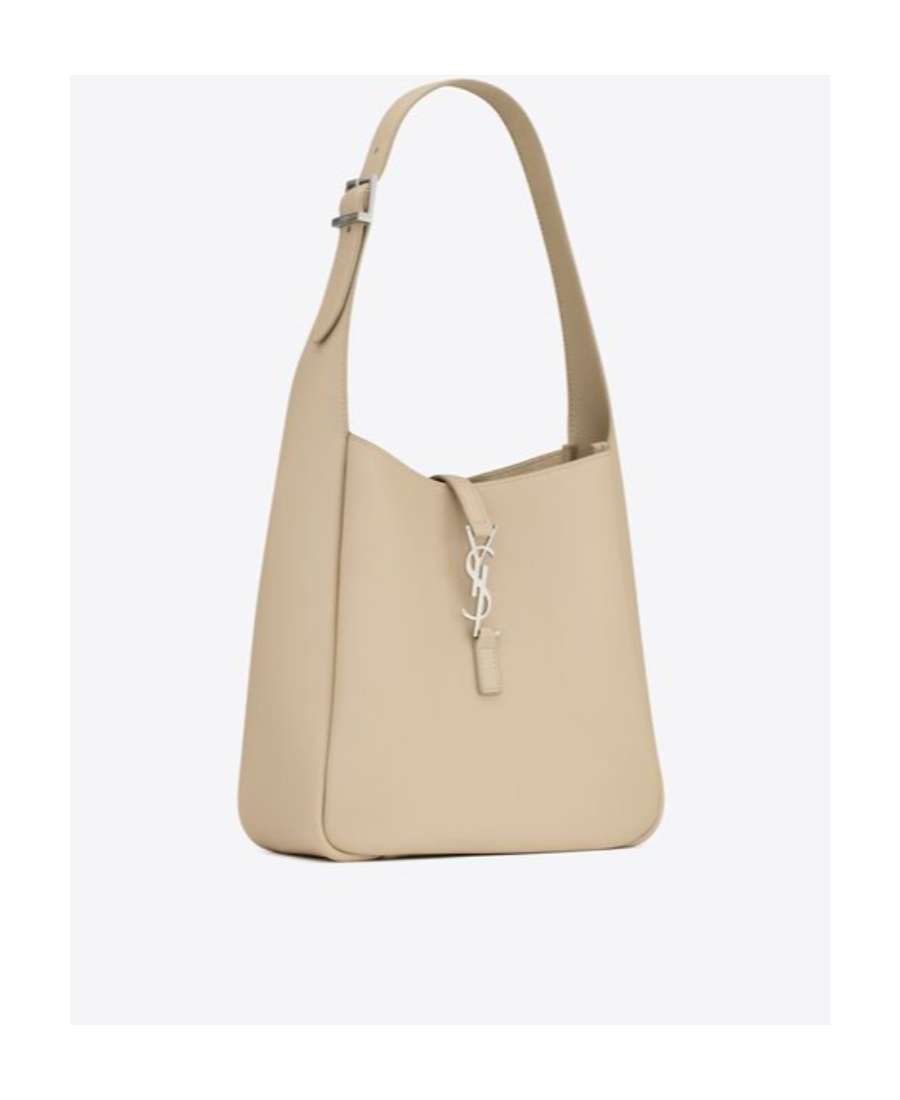 Saint Laurent Le 5 A 7 Small Ysl Hobo Bag In Smooth Supple Leather In Nude