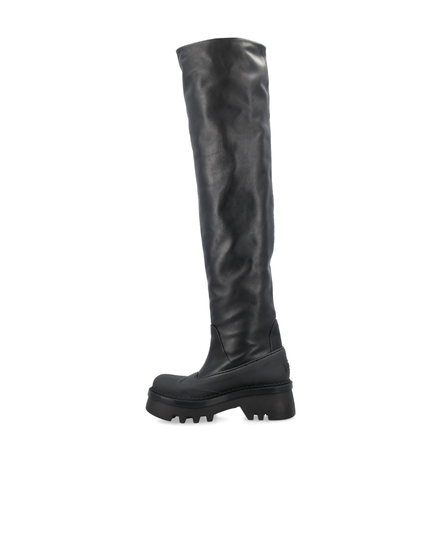 Chloé Leather Knee-high Boots With Tank Sole In Black