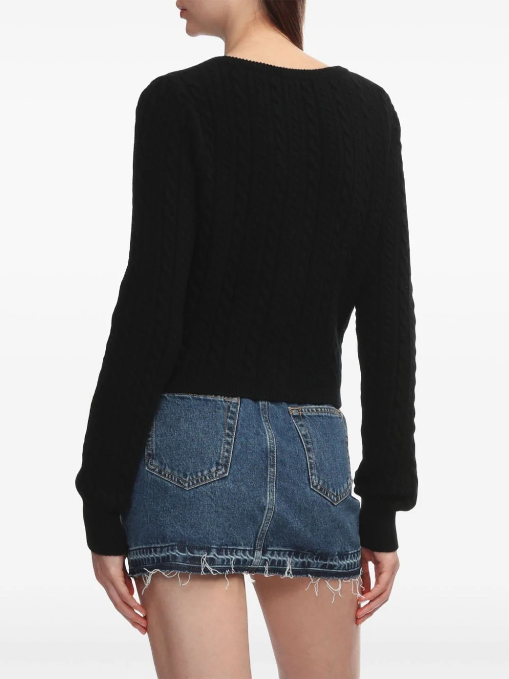 Alessandra Rich Cable-knit Wool Cardigan In Black