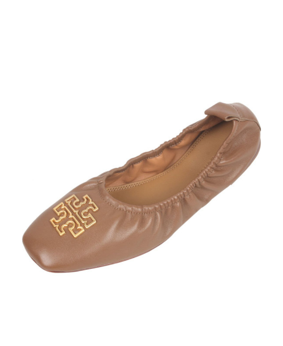 Tory Burch Logo Ballet Shoes In Brown