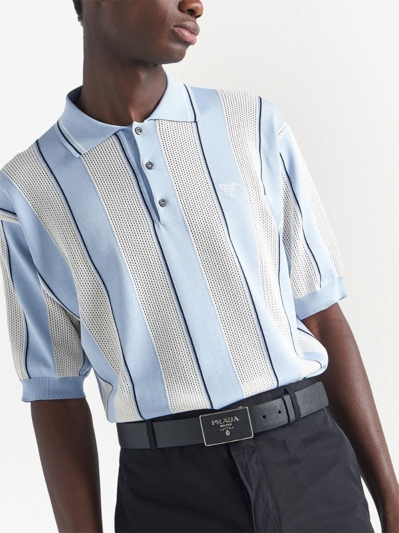 Prada Logo-buckle Leather Belt In Black