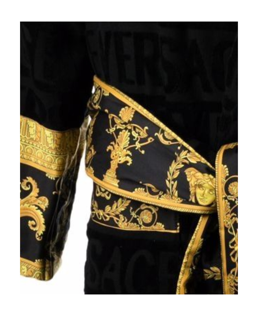 Versace Barocco-print Cotton Robe In Multicolor